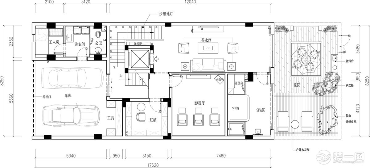 银海湾500平方六室别墅现代简约风装修效果图