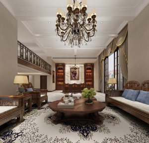 珠海君华新城200平复式欧式风格客厅装修效果图