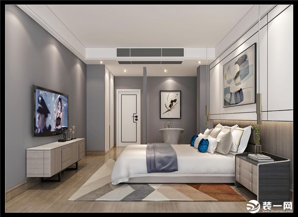 融晖城140平三居室现代风格效果图卧室