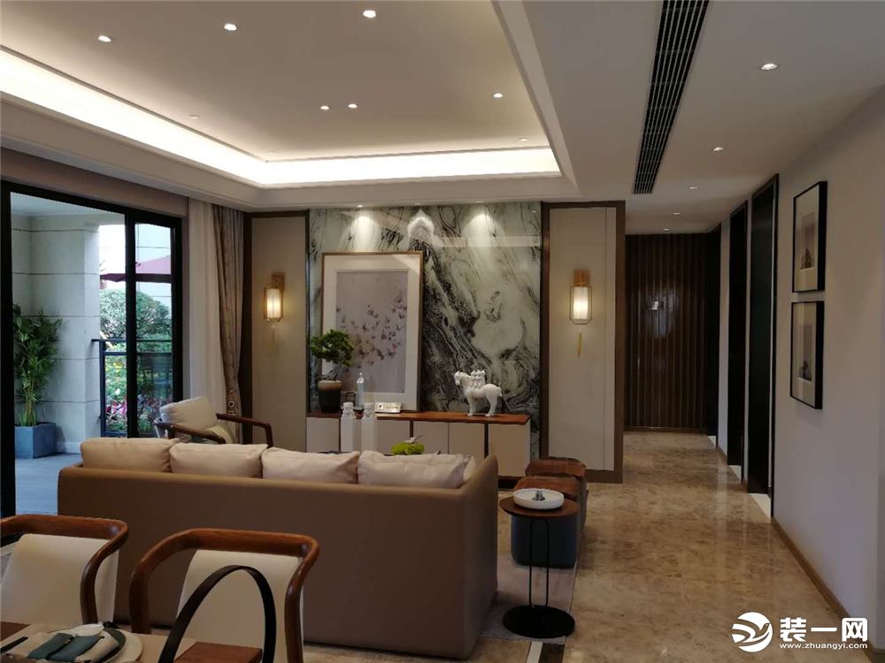 《青筑意家设计》 雍山郡 120平  新中式客厅效果图