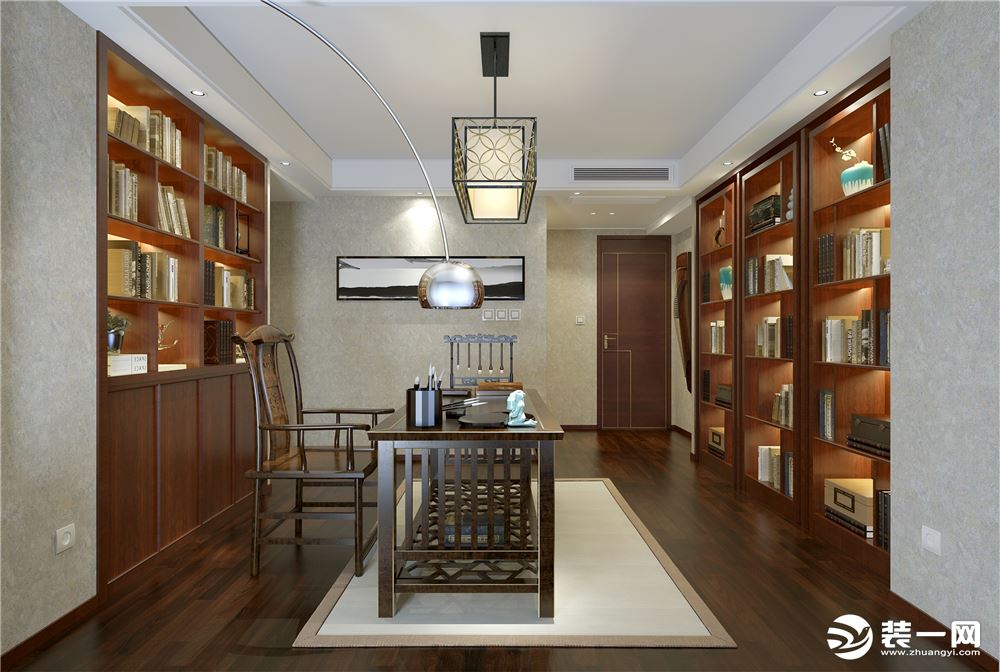 【汀本设计】东瓯家园145平三居室中式风格效果图+书房