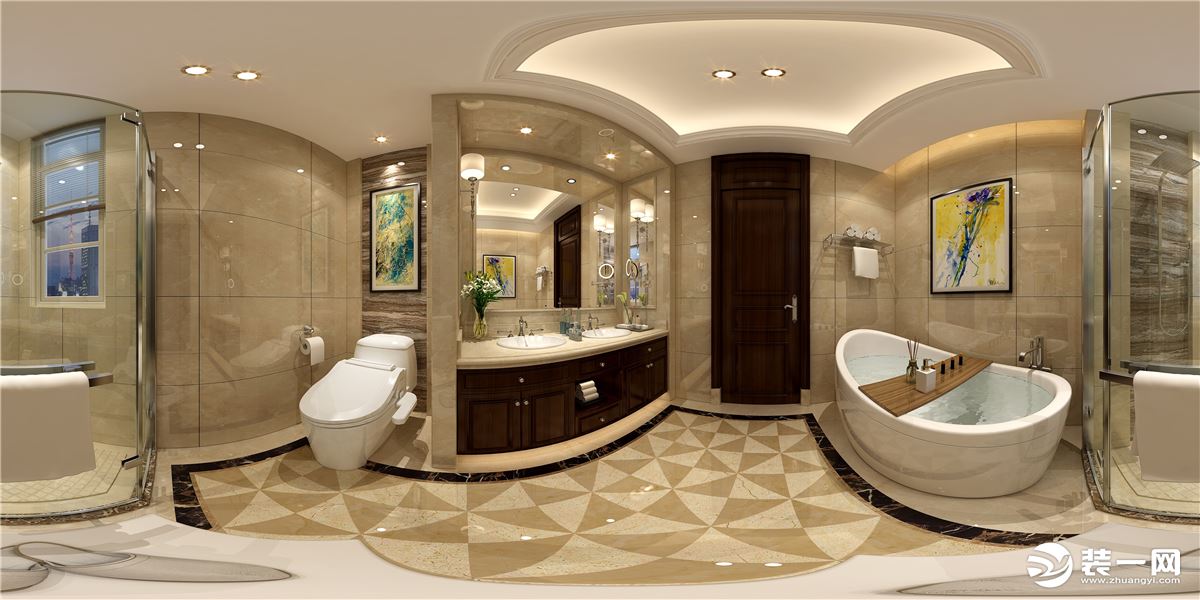 【汀本设计】海德排屋480平法式风格效果图+卫浴
