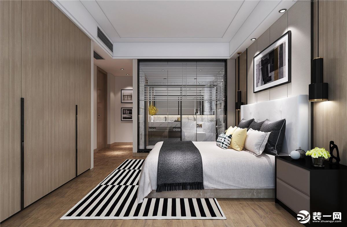 惠州易百装饰浪琴湾160平米现代风格卧室装修案例效果图