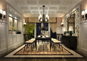 皇庭波西塔诺240㎡别墅北欧风格餐厅装修设计案例效果图