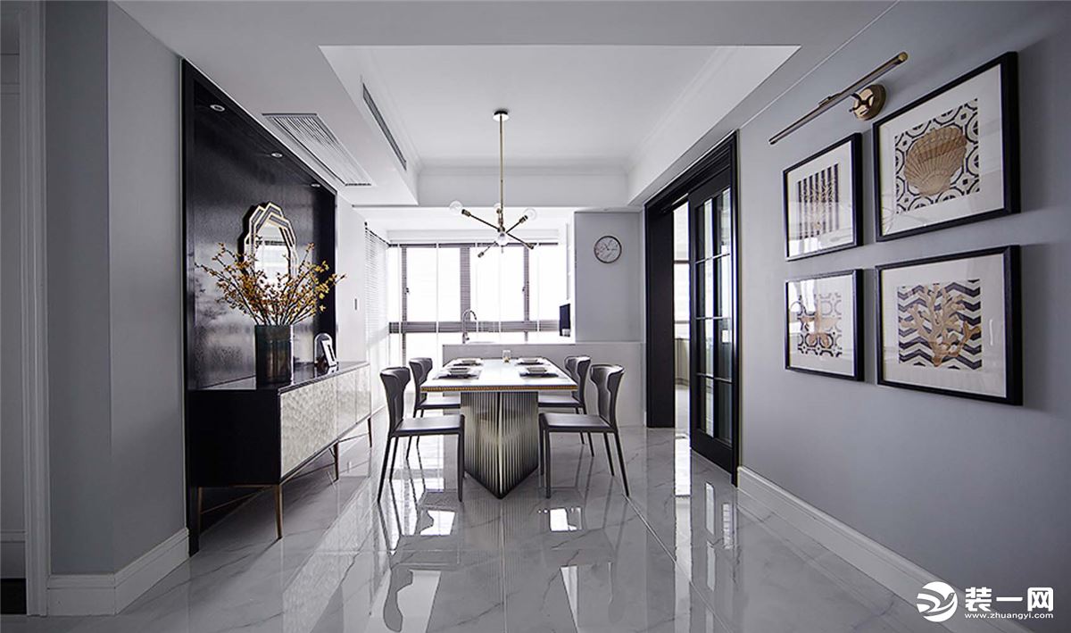 深凡装饰 爱琴海岸125平平层三室 现代轻奢风家装效果图-餐厅