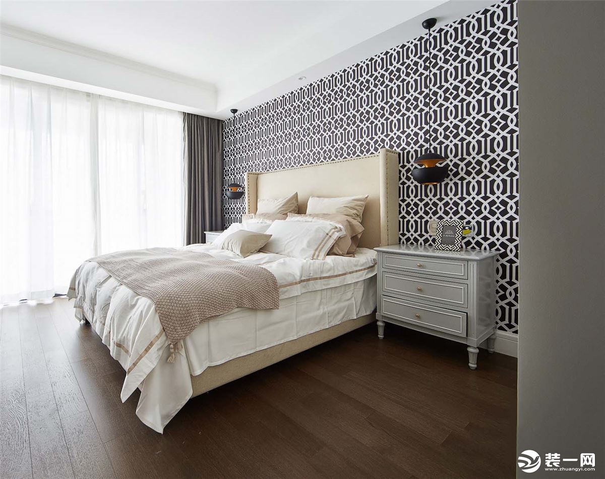 深凡装饰 爱琴海岸125平平层三室 现代轻奢风家装效果图-卧室