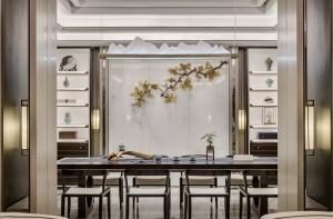 温州红日香舍230平平层新中式风格餐厅装修效果图