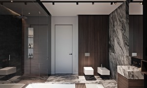 深凡装饰 奥体城130平平层三室 现代简约风家装效果图-卫生间