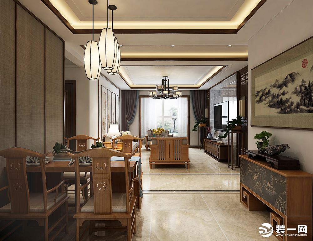 中式风格三居餐厅装修效果图