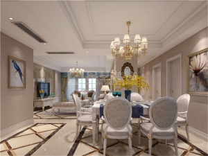 欧式的客厅设计，中央空调的设计，让整体的空间感提升上来了