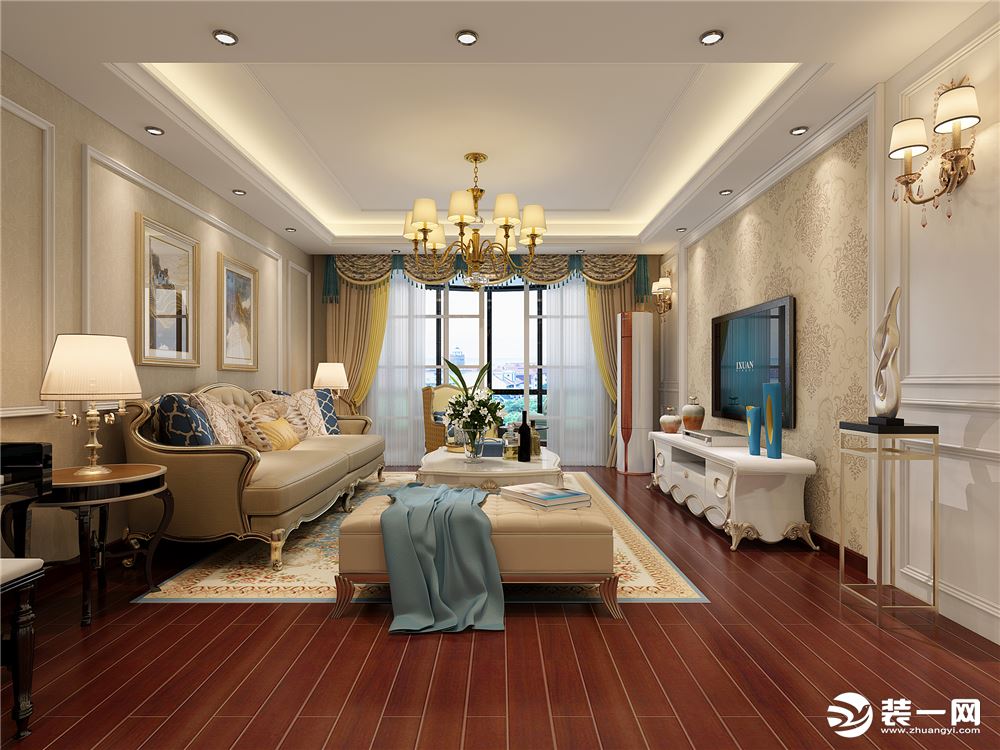 南京江南文枢苑137平三居室欧式风格效果图客厅