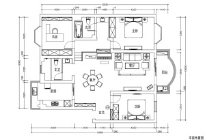南京江南文枢苑137平三居室欧式风格效果图平面图