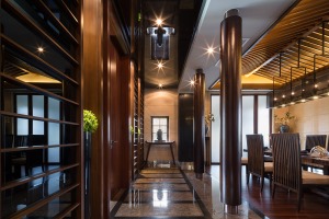 豪装天下丨中式风格案例鉴赏 400平米 造价30万  走廊
