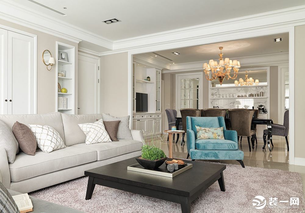 麦莎装饰 银城花园 简欧风格  85㎡ 二居室  75000元  客厅