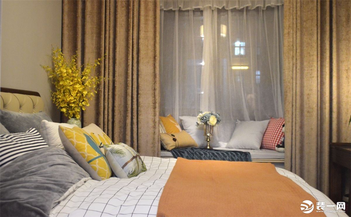 麦莎装饰 中航城  中式风格  90㎡ 二居室 67000元  卧室