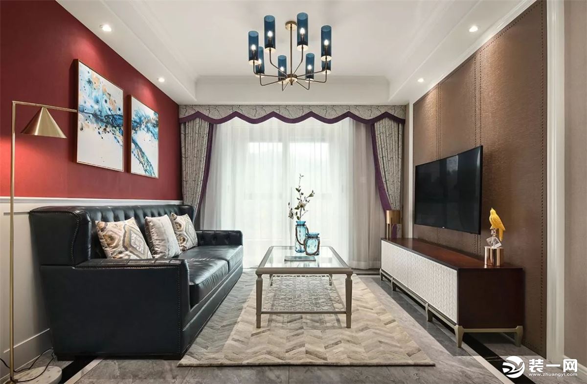 麦莎装饰 玫瑰湾  美式风格  110m2 三居室 108000元   客厅