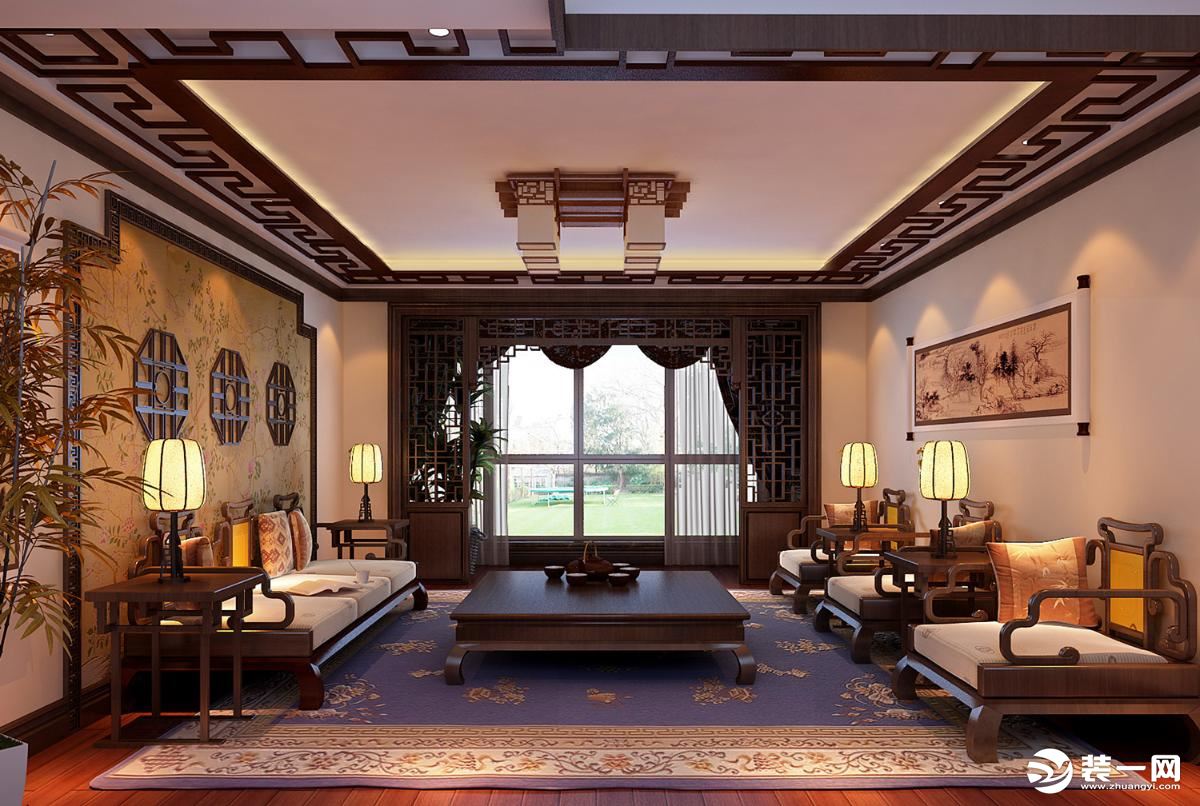 麦莎装饰  海伦国际  中式风格 101m2 三居室 78000元  客厅
