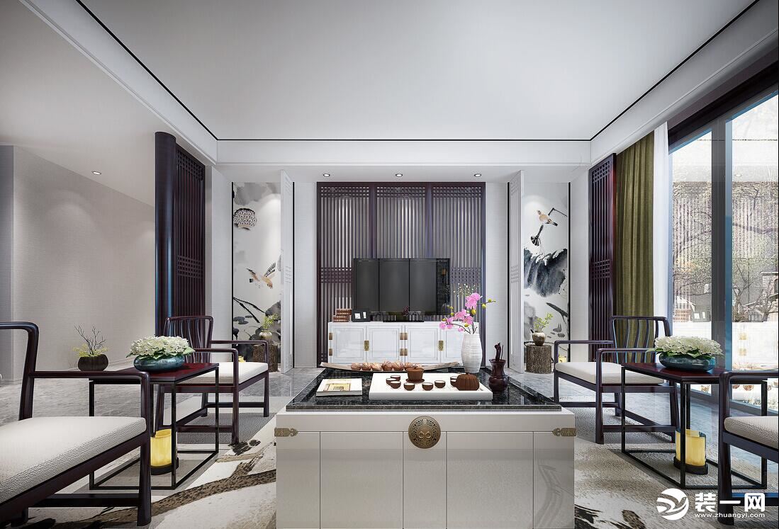 麦莎装饰  海伦国际  中式风格 101m2 三居室 78000元   客厅