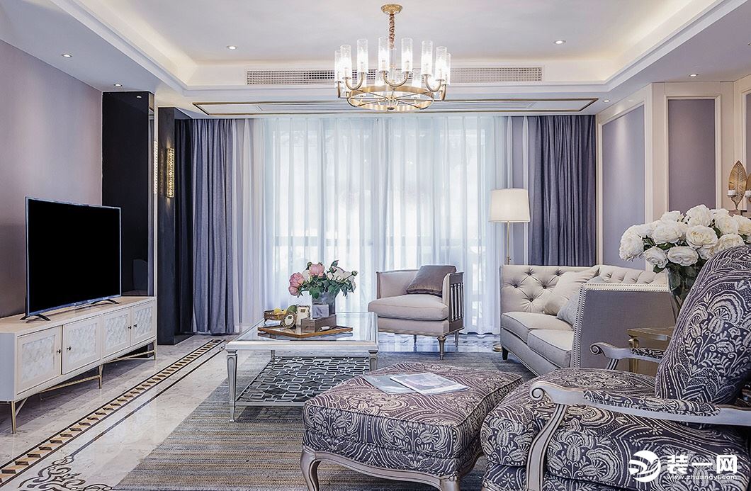 麦莎装饰 金泰国际 美式风格  130㎡ 三居室 140000元  客厅