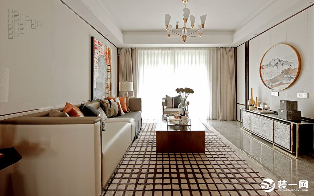 麦莎装饰 中航城  现代风格  129m2 三居室  135000元 客厅