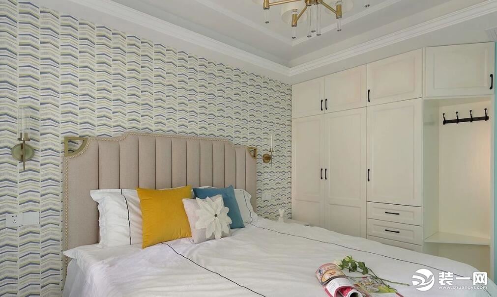 麦莎装饰 海伦国际 简约美式风格 120m2 三居室 130000元  卧室