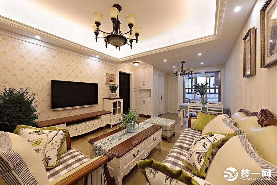 麦莎装饰   兴冶国际  美式风格  85m²  二居室  96000元   客厅