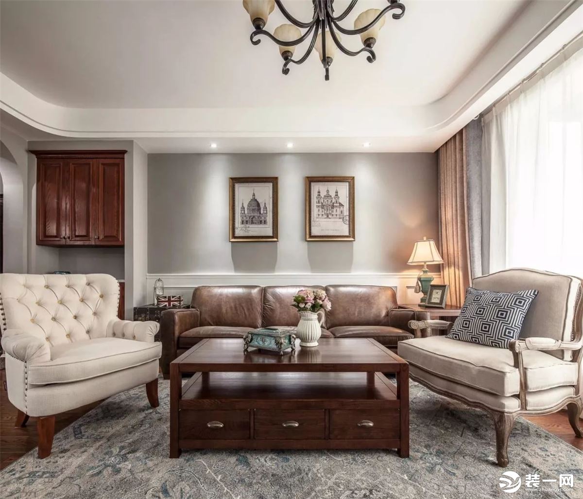 麦莎装饰 融创春风十里 现代美式风格 140m2 四居室 230000元  沙发背景