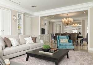麦莎装饰 银城花园 简欧风格  85㎡ 二居室  75000元  客厅