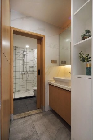麦莎装饰  玫瑰湾  现代风格  102m2  三居室 110000元  浴室柜
