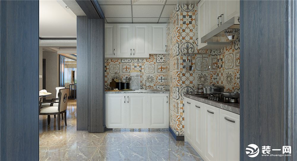 厨房包头田城康都苑四居室245平中式风格装修效果图