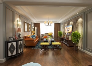 美式客廳包頭富力城美式三居室裝修效果圖