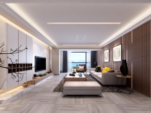 上海棕榈湾四居室120平现代简约风格装修效果图