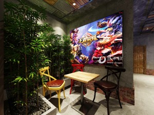 龙虾海鲜的店 餐厅饭店装修 透过位置的安排以及颜色的配合，将它化为室内的视觉元素之一。