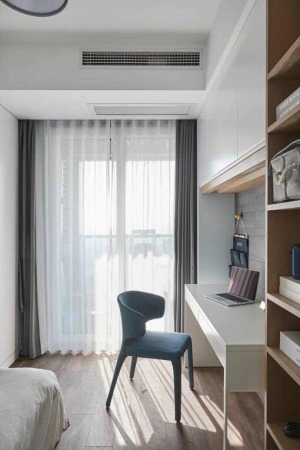 东营易威空间设计上海春城81平米混搭风格装修效果图书房+卧室