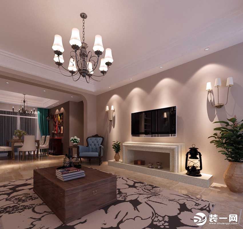 上海万源城尚郡三居室现代风格装修效果图