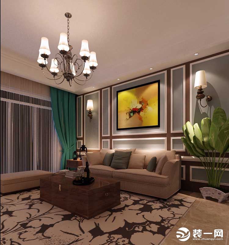 上海万源城尚郡三居室现代风格装修效果图