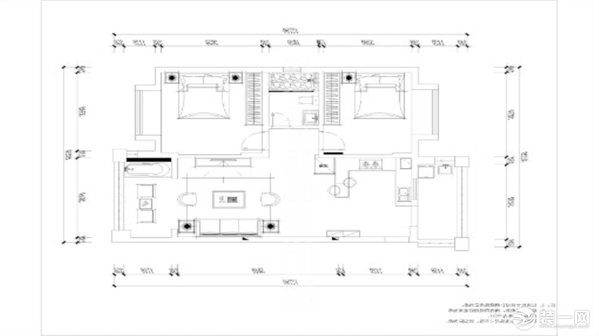 海蓝福源现代家装效果图三居室90平平面图