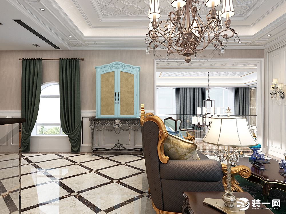 二楼客厅呼和浩特金地雅苑别墅现代风格装饰效果图