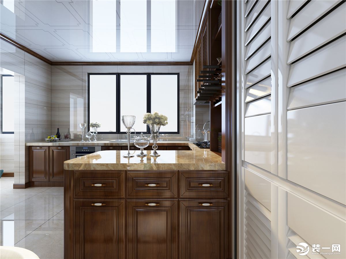 厨房呼和浩特荷塘月色四居室新中式风格装饰效果图