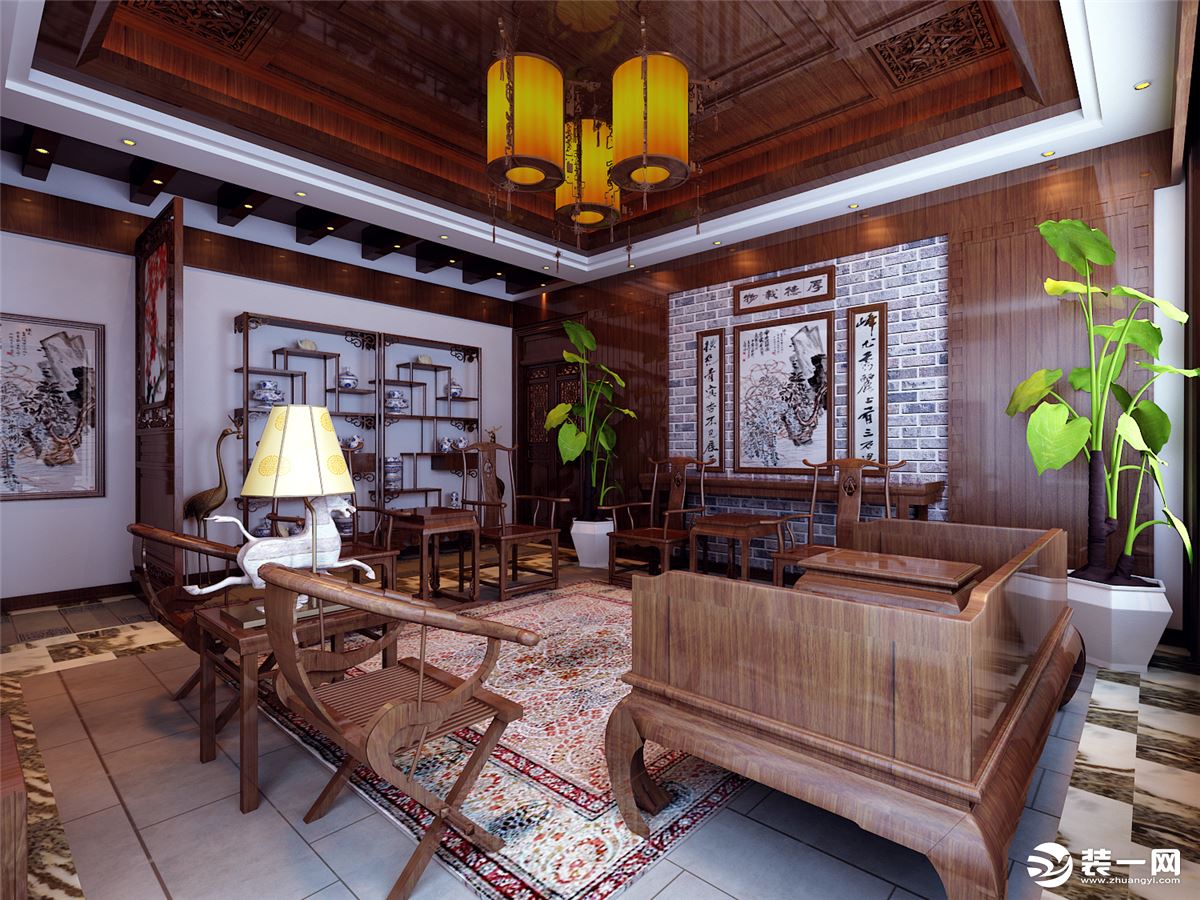 客厅温州别墅古典中式风格装饰效果图