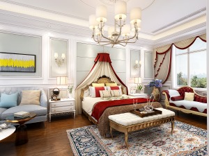 二楼卧室呼和浩特金地雅苑别墅现代风格装饰效果图