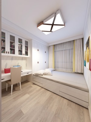 卧室呼和浩特恒大三居室现代轻奢风格装饰效果图