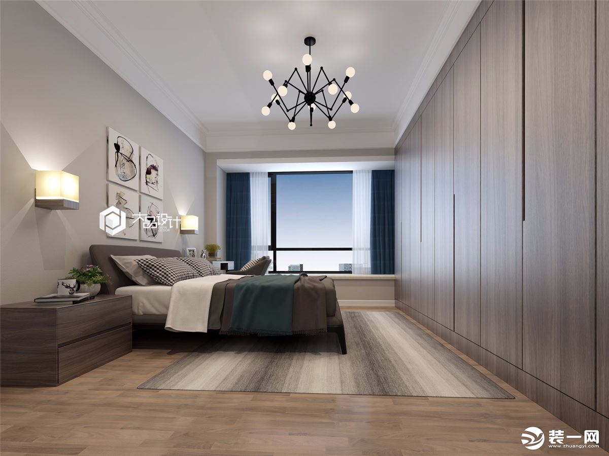 卧室选用木色木地板，主卧对于主人而言，不仅是休息的地方，更是表达自己的场所。