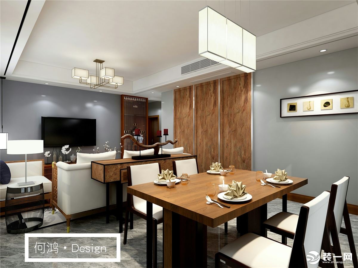 鲁能城现代中式风格 118㎡两居室餐厅