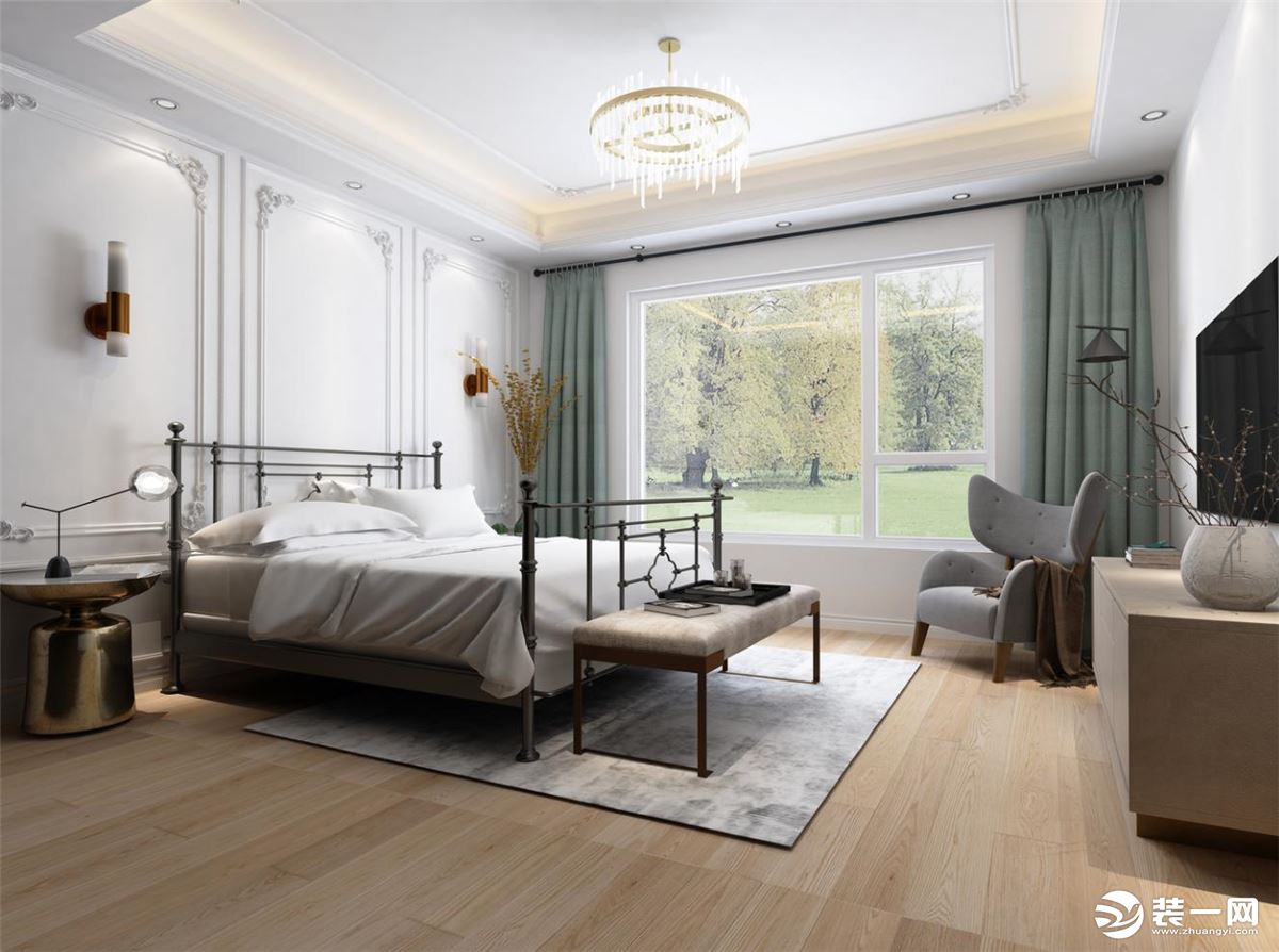 北京申远空间设计首开琅樾188平欧式风格造价25.9万--卧室
