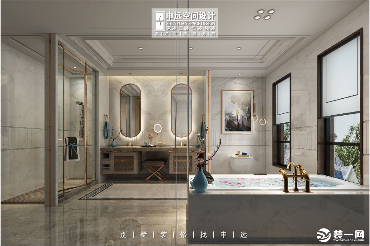 北京申远空间设计-500平新中式风格别墅案例