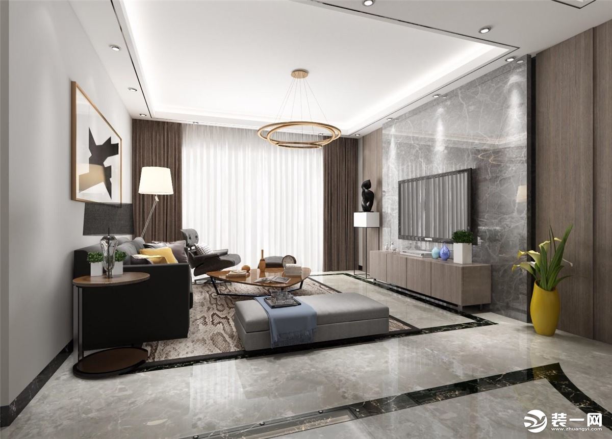 惠州木语惠装饰上观国际124㎡现代风格客厅装修设计案例