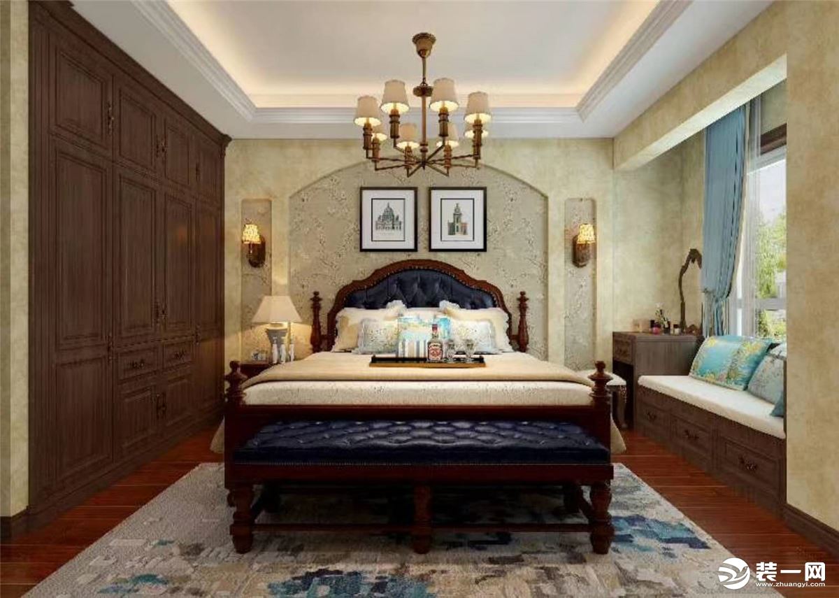 乌鲁木齐昊元上品140平美式风格15万大卧室