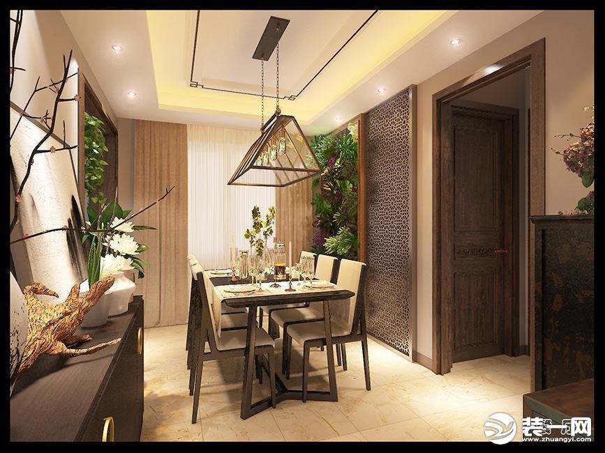 140平四室新中式风格餐厅效果图