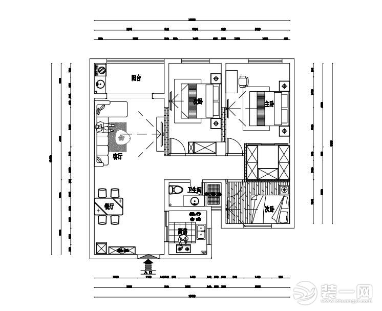 森活绿郡120平三居室北欧风设计平面图